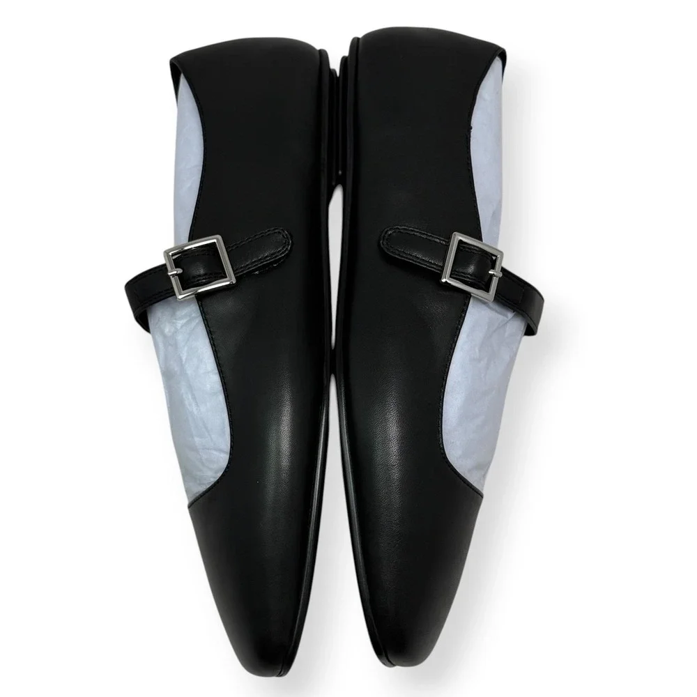 NIB Jeffrey Campbell Mary Jane Flats Anthropologie Black Leather Sz 8 Elise 2
